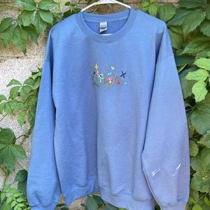 Hand embroidered crewneck sweatshirt